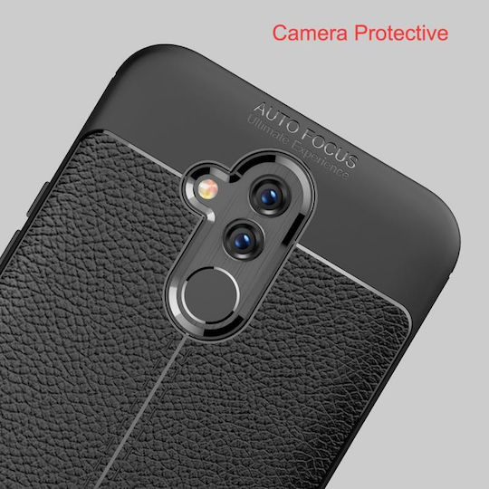 Litchi Texture Back Cover Silicone Waterproof Black (Honor 20 Lite)