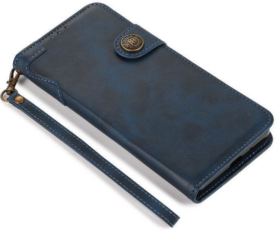 Cowhide Texture Horizontal Buchen Sie Leder Blau (Moto G50)