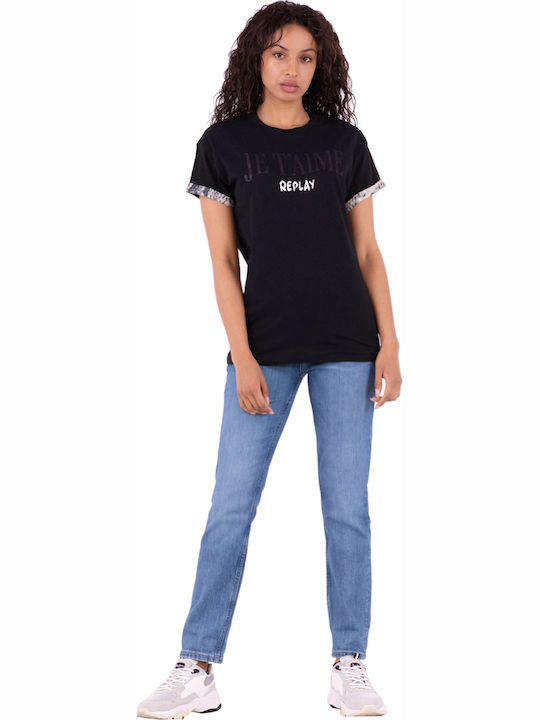 Je T'aime Damen T-Shirt Schwarz