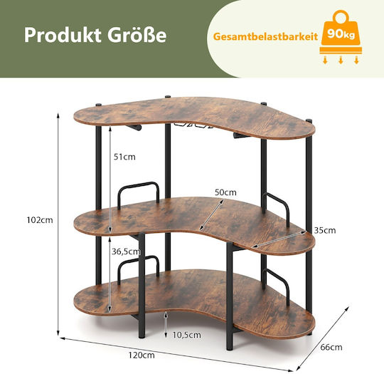 Table Bar with Glass Surface Coffee 120x66x102cm