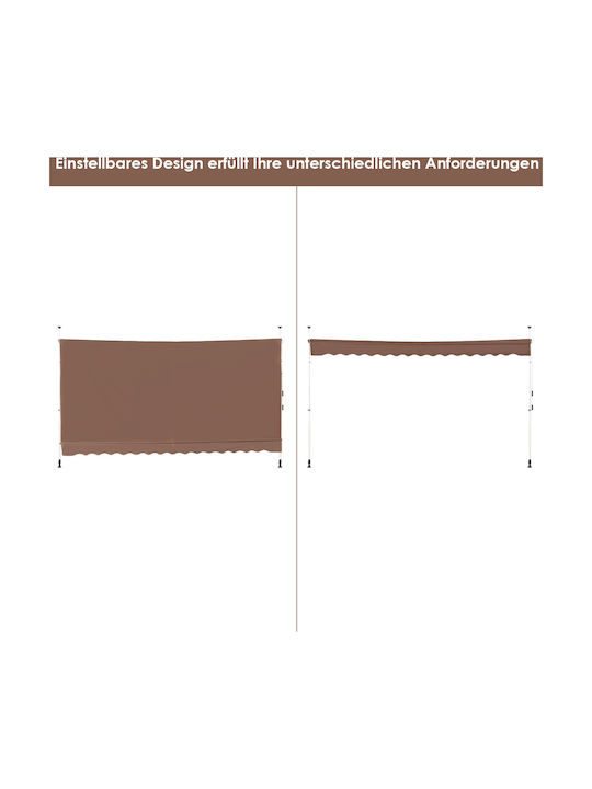 Costway Terrace Wall Tent with LED Light Brown 3x4cm