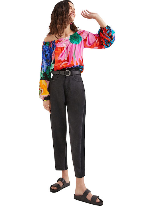 M. Christian Lacroix Γυναικείο Καλοκαιρινό Crop Top Off-Shoulder Μακρυμάνικο Floral Πολύχρωμο