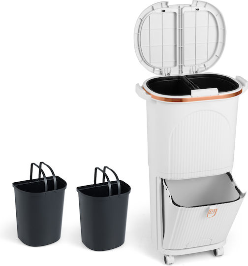 Costway Plastic Recycling Bin with Pedal 38L White