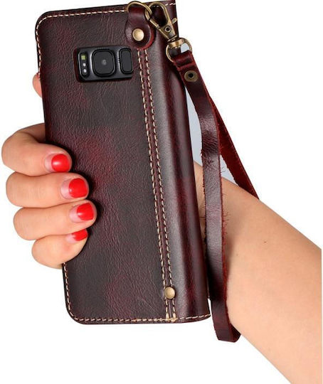 Oil Wax Cowhide Magnetisch Buchen Sie Leder Rot (Galaxy S8+)