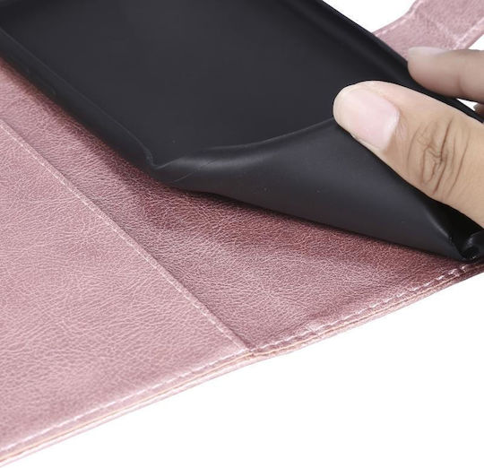 Xiaomi Redmi 9c Pure Horizontal Flip Protective Leather Case with Card Slots & Wallet & Photo Frame & Lanyard Rose Gold