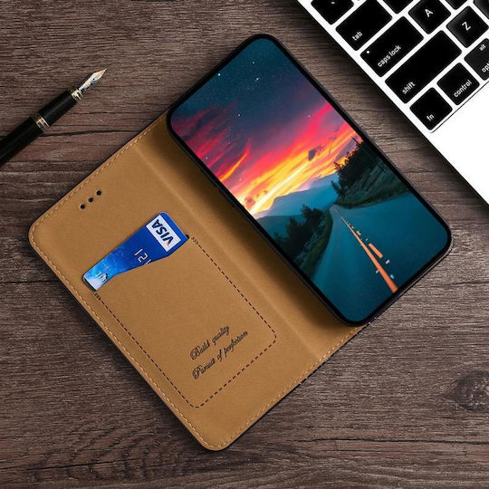 Grid Texture Книга Силикон / Кожа Черен (OnePlus 8T)