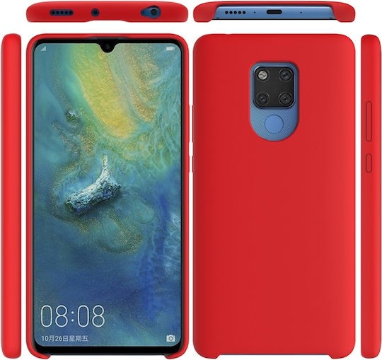 Pure Color Liquid Back Cover Silicone Red (Huawei Mate 20)
