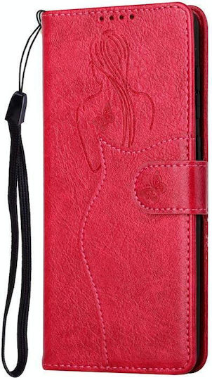 Beauty Girl Embossing Pattern Horizontal Book Δερμάτινο / Δερματίνης / Σιλικόνης Κόκκινο (Realme C11)