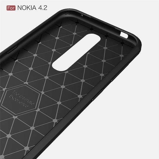 Brushed Texture Carbon Fiber Back Cover Σιλικόνης Κόκκινο (Nokia 4.2)