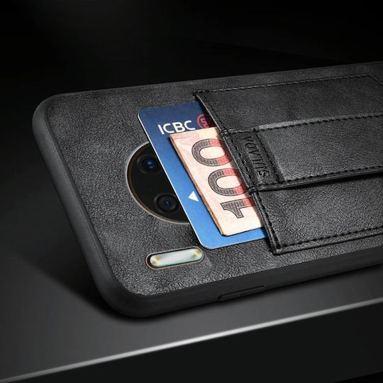 Shockproof Umschlag Rückseite Silikon / Leder mit Band Schwarz (Huawei Mate 30 Pro)