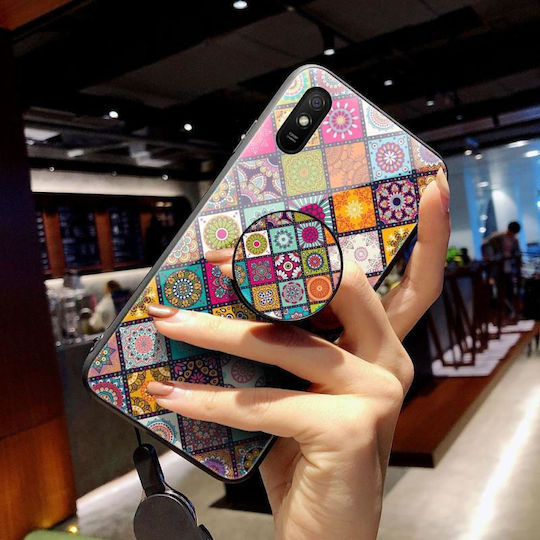 Painted Ethnic Pattern Back Cover Tempered Glass / Silicone with Strap Magnetic Multicolour (Redmi 9A / 9AT)