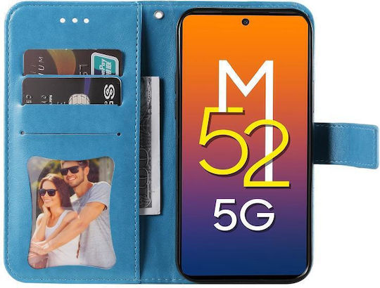 5g 7-petal Flowers Embossed Book Δερμάτινο / Δερματίνης / Σιλικόνης Μπλε (Galaxy M52)