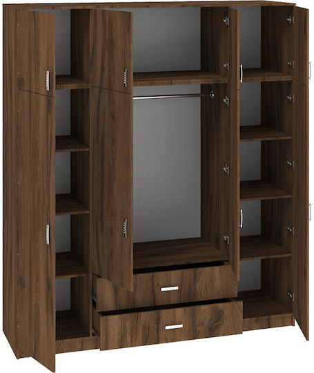 Royal Royal Τετράφυλλη Ντουλάπα 200x58x230cm Καρυδί-oak Royal Royal Τετράφυλλη Ντουλάπα 200x58x230cm Καρυδί-oak