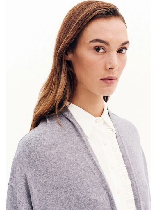 Lange Gestrickte Damen Strickjacke Grau