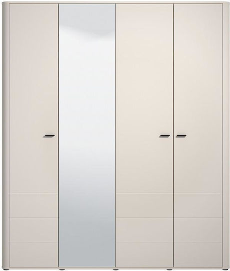 Serdica Τετράφυλλη Ντουλάπα με Καθρέπτη 180x57x211cm Cashmere Serdica Τετράφυλλη Ντουλάπα με Καθρέπτη 180x57x211cm Cashmere