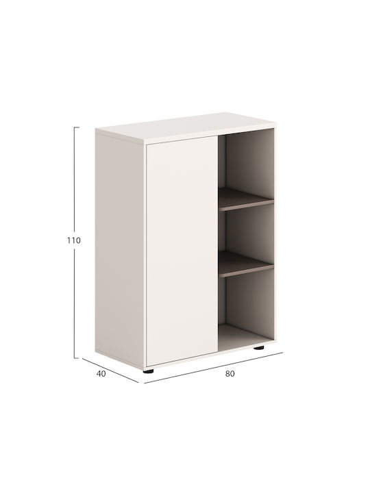 Дървен Офисен Шкаф Newline В Бял Цвят 80x40x110см
