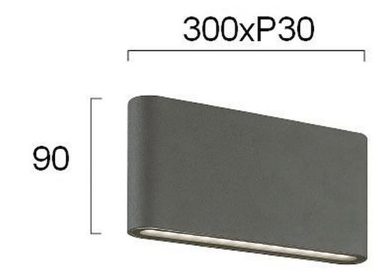 Viokef Argon Wall-Mounted Outdoor Ceiling Light LED IP54 22W with Warm White Light Double Beam 28x9εκ.