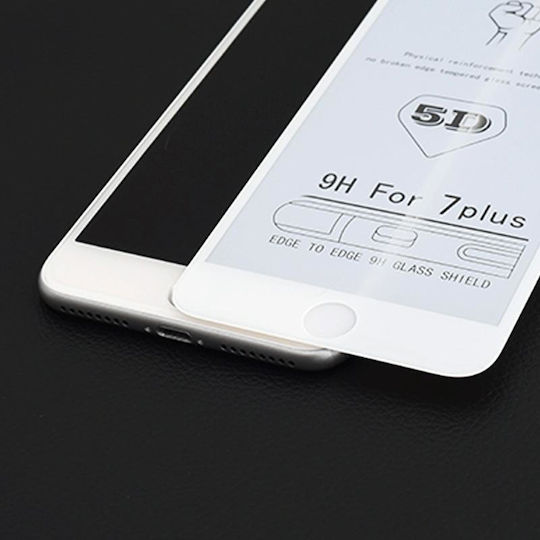 9h 5D Full Glue Full Face Tempered Glass Λευκό (iPhone 8 Plus / 7 Plus)