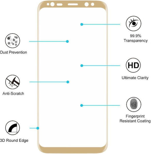 Hat-prince Front 3D 0.26mm Full Face Tempered Glass Aur (Galaxy S8)