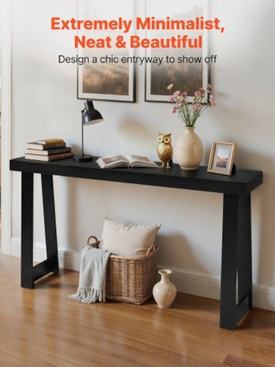 Wooden Console Table Black L140xW30.5xH55.1cm