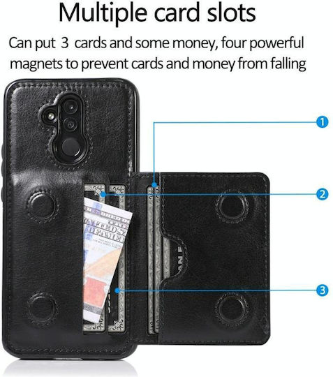 Shockproof Pu Back Cover Silicone / Leather Waterproof Black (Honor 20 Lite)