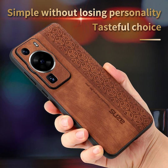 Azns 3d Embossed Skin Feel Umschlag Rückseite Silikon / Leder Schwarz (Huawei P60)
