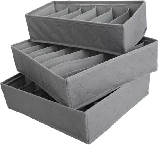 Stoff Aufbewahrungshülle für Unterwäsche / Socken in Gray Farbe 10x30x10cm 3Stück