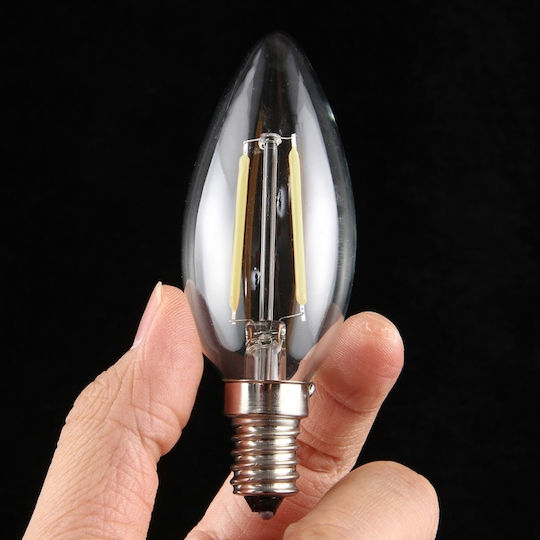 LED крушка 2W за фасунга E14 и форма C35 Регулируемо бяло 150лм Димируем