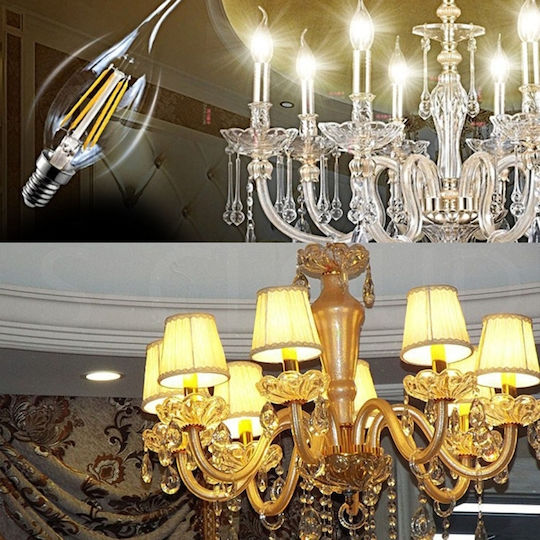 LED крушка 2W за фасунга E14 и форма C35 Регулируемо бяло 150лм Димируем