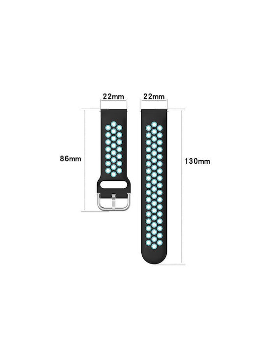Garmin Venu 2 22mm Διάτρητο Αναπνεύσιμο Αθλητικό Λουράκι Σιλικόνης Λευκό+μαύρο