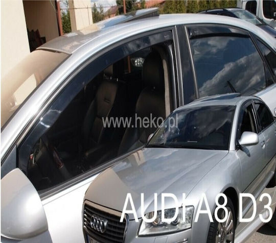 Heko Σετ Ανεμοθραύστες Αυτοκινήτου Μπροστινοί και Πίσω Σκούρο Φιμέ για Audi A8 2003>2010 4τμχ