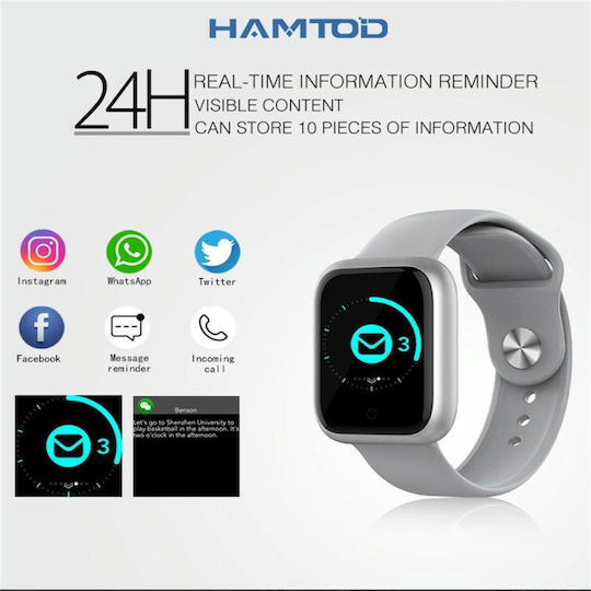 Hamtod GT1 Smartwatch with Heart Rate Monitor (Black)