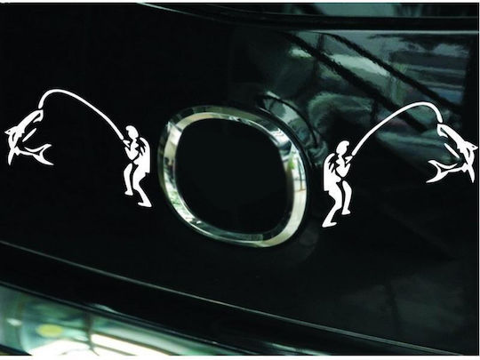 10 Pcs Double Funny Go Fishing Styling Reflective Car Sticker Size 25cm X 9.5cm Silver