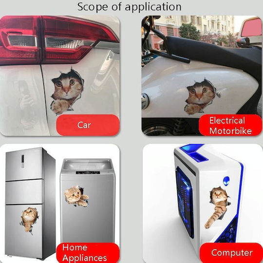 Style 4 Large 3D Stereo Car Stickers Cat Car Body Scratch Concealment Stickers
