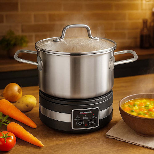 Gastroback Vas pentru Fondue Electric din Oțel Inoxidabil Gri 28buc