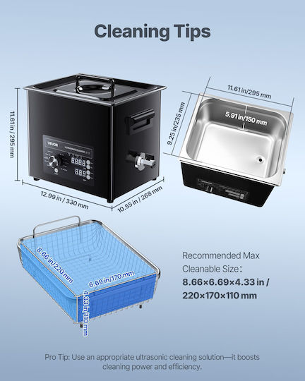 Vevor Ultrasonic Cleaner 10lt with Mechanical Timer