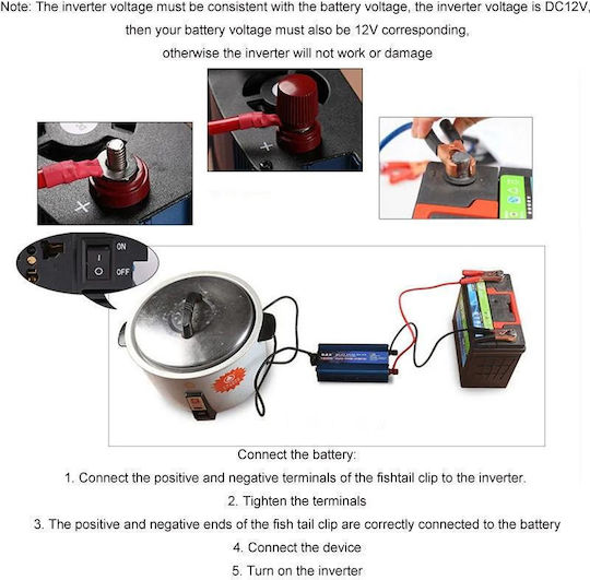 Инвертор за кола Модифицирана синусоидална вълна 500W за преобразуване на 12V DC в 220V AC
