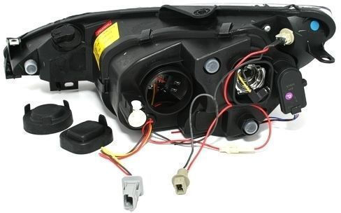 Front Angel Eyes Lights Peugeot 206 Black Without H7 Bulbs Set 2 Pieces