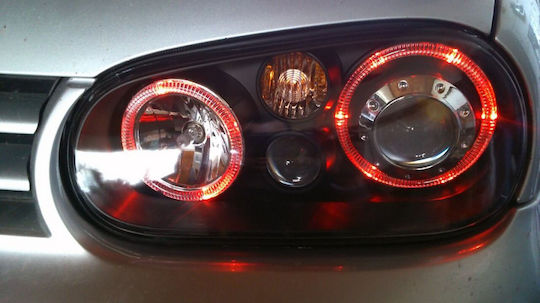 Front Angel Eyes Lights Peugeot 206 Black Without H7 Bulbs Set 2 Pieces
