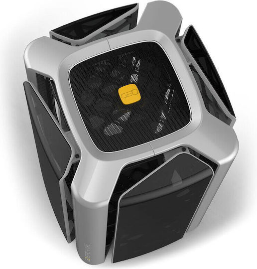 Geometric Future M2 The ARK TG Mini Gaming Mini-Turm Computergehäuse mit Seitenfenster Schwarz