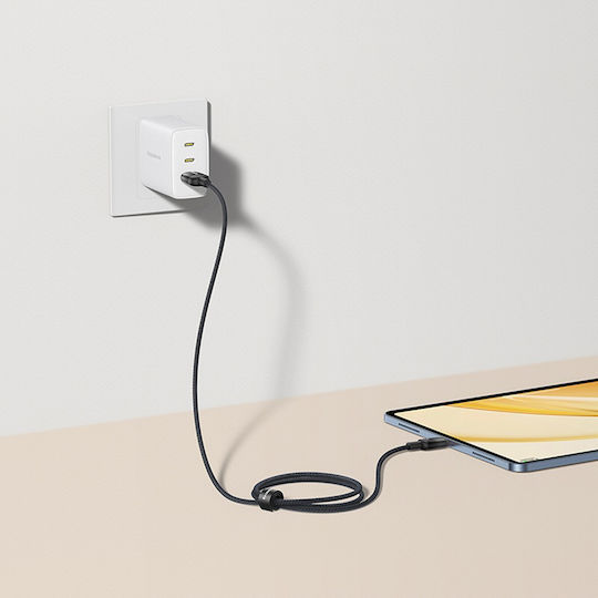 Baseus Cablu USB 2.0 Braided USB-C Masculin - USB-A 100W Albastru 1m E0420801