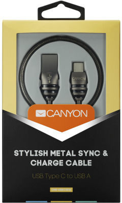 Canyon Braided USB 2.0 Cable USB-C male - USB-A 10W Γκρι 1m CNS-USBC5DG