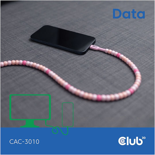 Club3D USB 2.0 Cable USB-C male - USB-C 60W PD Ροζ 2m