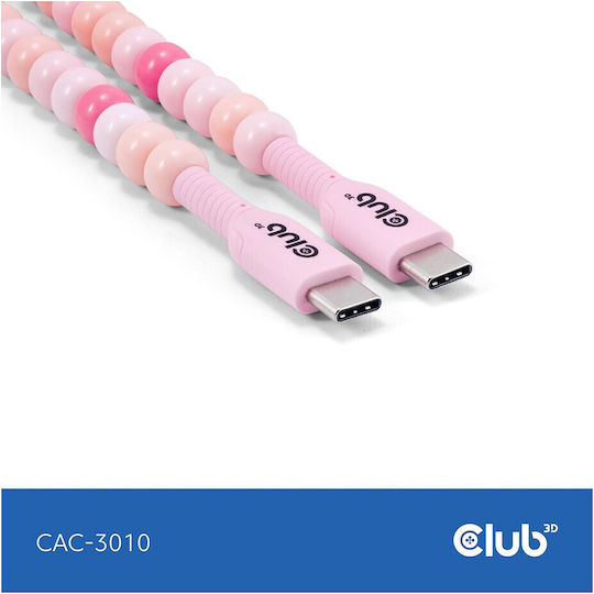 Club3D USB 2.0 Cable USB-C male - USB-C 60W PD Ροζ 2m