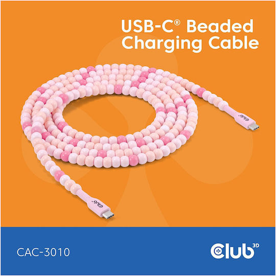 Club3D USB 2.0 Cable USB-C male - USB-C 60W PD Ροζ 2m
