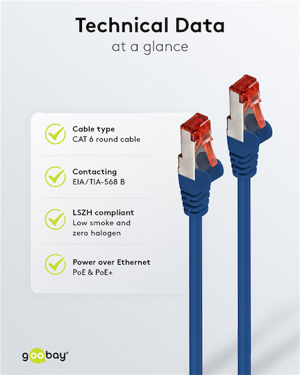 Goobay S/FTP Cat.6 (Gigabit) Καλώδιο Δικτύου Ethernet 1.5m Μπλε