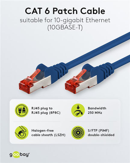 Goobay S/FTP Cat.6 (Gigabit) Καλώδιο Δικτύου Ethernet 1.5m Μπλε