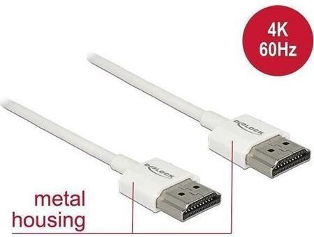 DeLock HDMI 2.0 Premium High Speed 4K 60Hz HDR Cable HDMI Male - HDMI Male 2m White