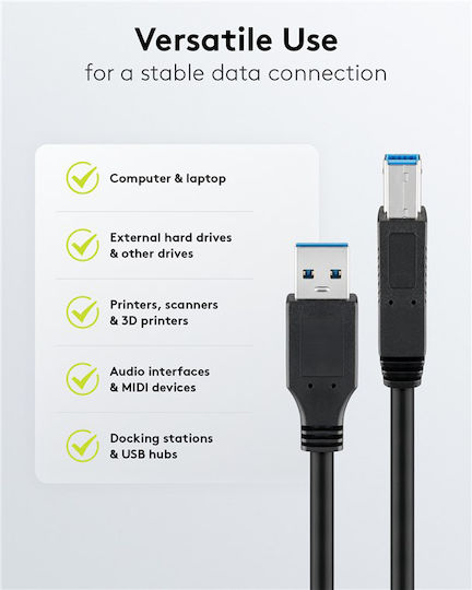 Goobay USB-A to USB-B Cable 0.25 m Black Jab-1338780