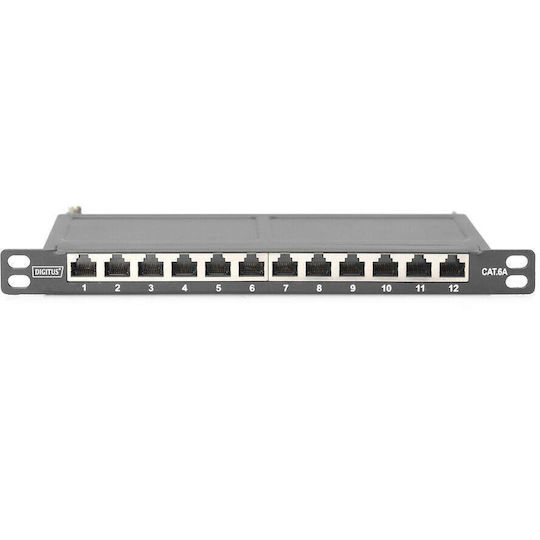 Digitus Patch Panel Keystone για Rack 0.5U 10" 12 Θυρών cat6a Γκρι